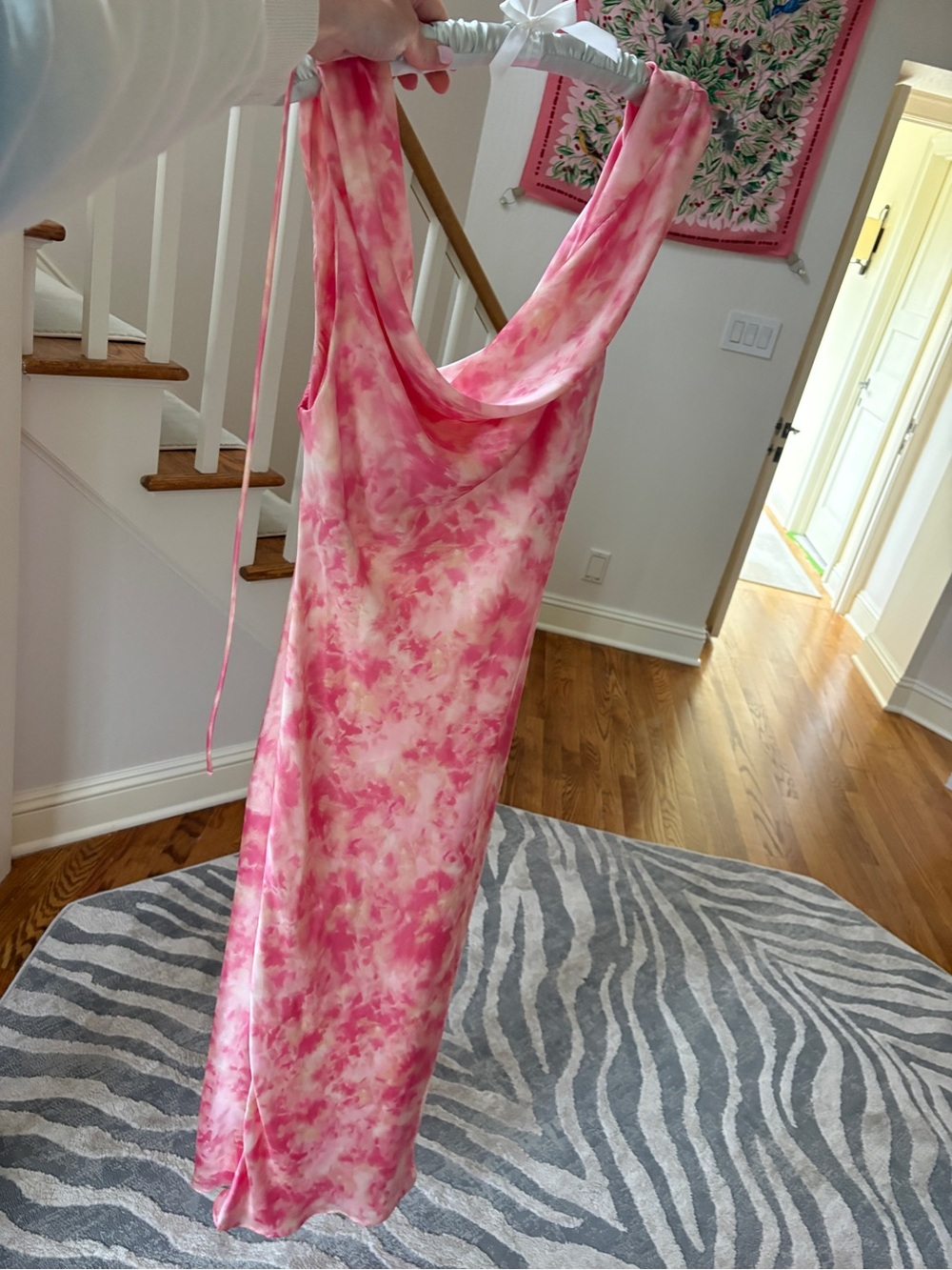 Zara Pink and Cream Satin Slip Dress